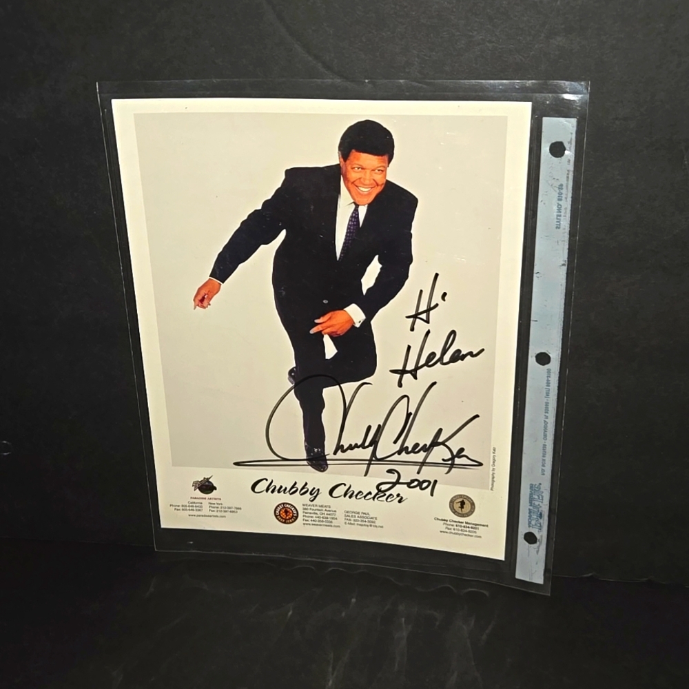 RARE CHUBBY CHECKER SIGNED AUTOGRAPH 2001 TWIST 8X10 PHOTO